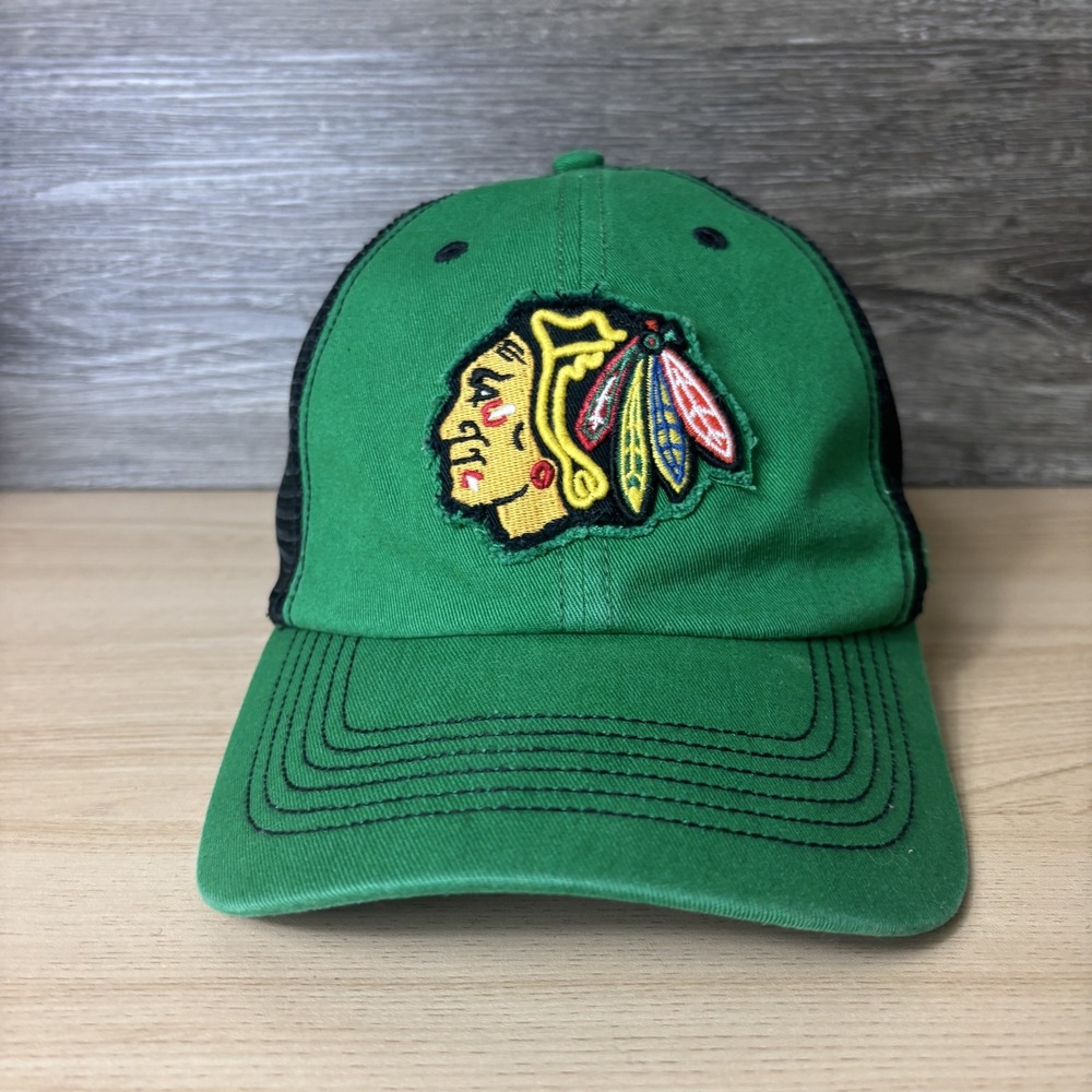 Chicago Blackhawks Hat Cap Fitted One Size Green Black NHL Hockey '47